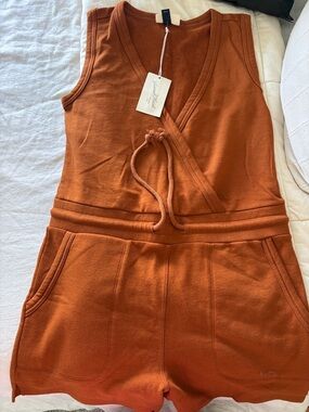 Abercrombie & Fitch Rust Orange Sleeveless Tie-Waist Romper